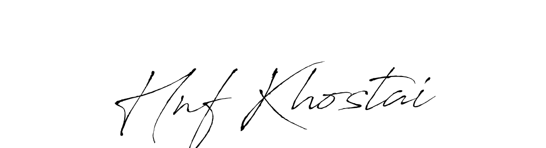 Make a beautiful signature design for name Hnf Khostai. With this signature (Antro_Vectra) style, you can create a handwritten signature for free. Hnf Khostai signature style 6 images and pictures png