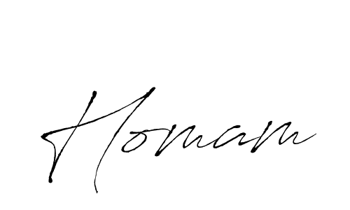 Design your own signature with our free online signature maker. With this signature software, you can create a handwritten (Antro_Vectra) signature for name Homam. Homam signature style 6 images and pictures png