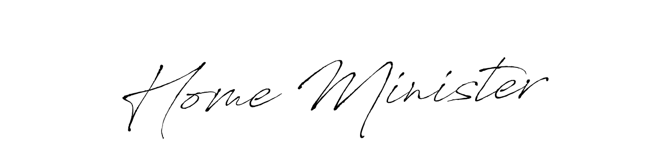 Make a beautiful signature design for name Home Minister. With this signature (Antro_Vectra) style, you can create a handwritten signature for free. Home Minister signature style 6 images and pictures png