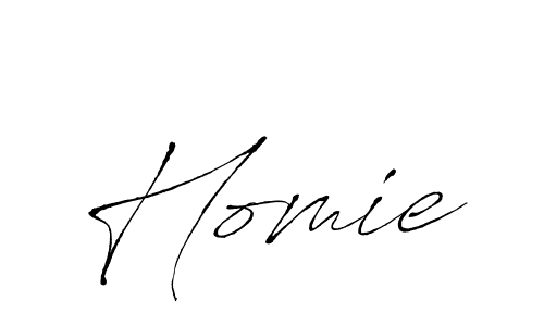 Make a beautiful signature design for name Homie. With this signature (Antro_Vectra) style, you can create a handwritten signature for free. Homie signature style 6 images and pictures png