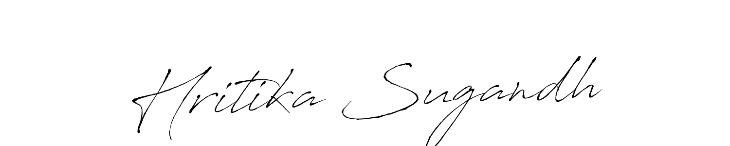 The best way (Antro_Vectra) to make a short signature is to pick only two or three words in your name. The name Hritika Sugandh include a total of six letters. For converting this name. Hritika Sugandh signature style 6 images and pictures png