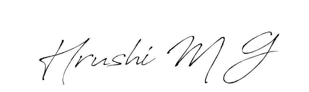 Create a beautiful signature design for name Hrushi M G. With this signature (Antro_Vectra) fonts, you can make a handwritten signature for free. Hrushi M G signature style 6 images and pictures png