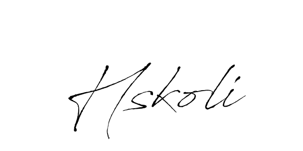 How to make Hskoli name signature. Use Antro_Vectra style for creating short signs online. This is the latest handwritten sign. Hskoli signature style 6 images and pictures png