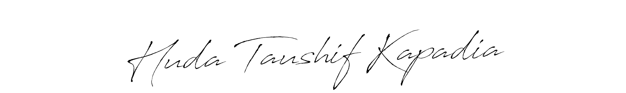 Make a beautiful signature design for name Huda Taushif Kapadia. With this signature (Antro_Vectra) style, you can create a handwritten signature for free. Huda Taushif Kapadia signature style 6 images and pictures png