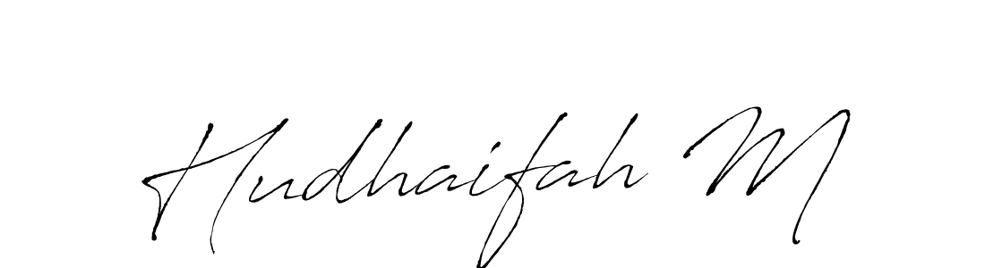 How to make Hudhaifah M signature? Antro_Vectra is a professional autograph style. Create handwritten signature for Hudhaifah M name. Hudhaifah M signature style 6 images and pictures png