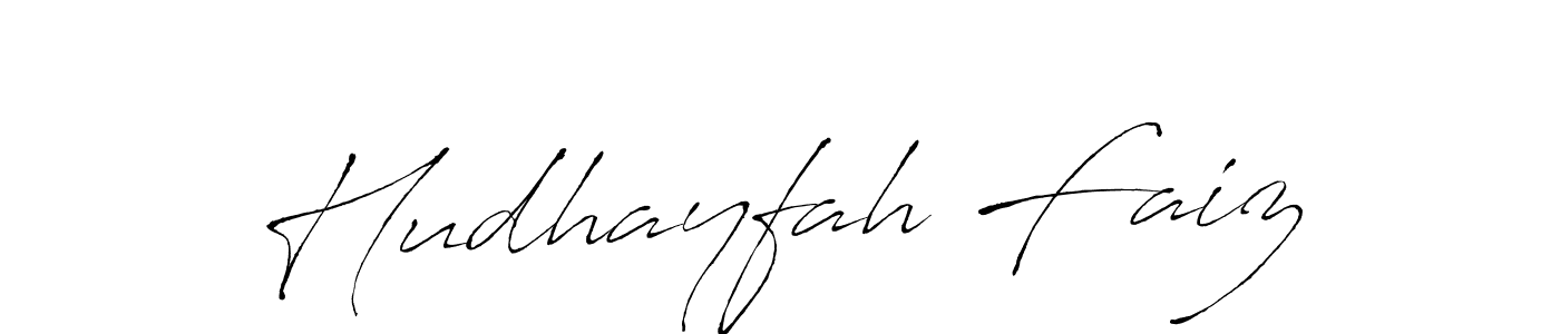 How to make Hudhayfah Faiz name signature. Use Antro_Vectra style for creating short signs online. This is the latest handwritten sign. Hudhayfah Faiz signature style 6 images and pictures png