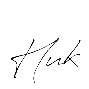 Make a beautiful signature design for name Huk. With this signature (Antro_Vectra) style, you can create a handwritten signature for free. Huk signature style 6 images and pictures png