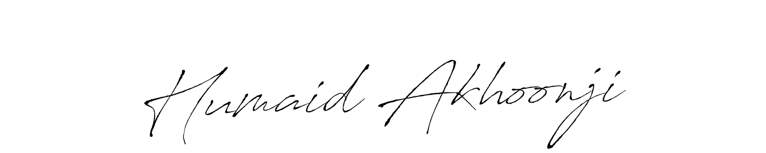 Humaid Akhoonji stylish signature style. Best Handwritten Sign (Antro_Vectra) for my name. Handwritten Signature Collection Ideas for my name Humaid Akhoonji. Humaid Akhoonji signature style 6 images and pictures png