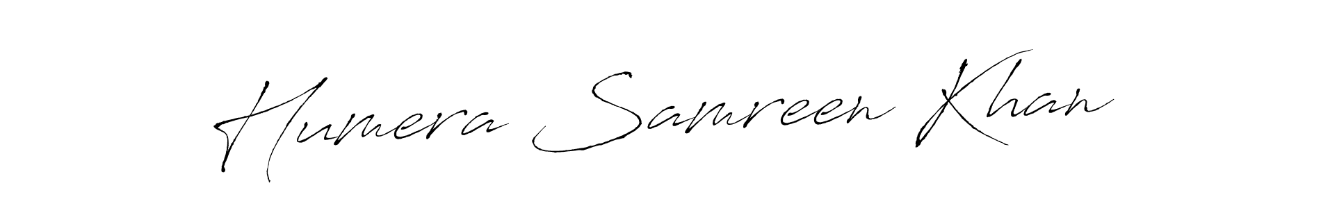 How to make Humera Samreen Khan name signature. Use Antro_Vectra style for creating short signs online. This is the latest handwritten sign. Humera Samreen Khan signature style 6 images and pictures png