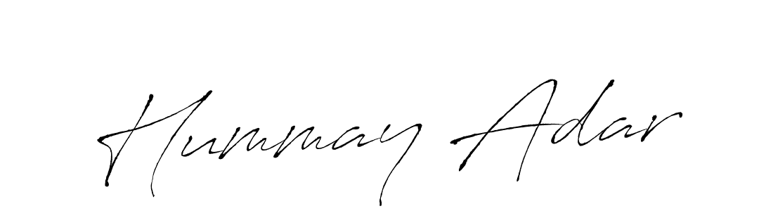 The best way (Antro_Vectra) to make a short signature is to pick only two or three words in your name. The name Hummay Adar include a total of six letters. For converting this name. Hummay Adar signature style 6 images and pictures png