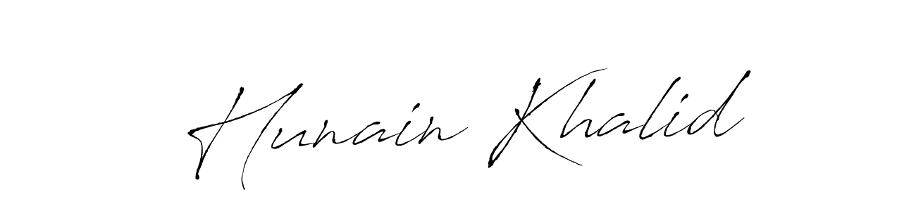Make a beautiful signature design for name Hunain Khalid. With this signature (Antro_Vectra) style, you can create a handwritten signature for free. Hunain Khalid signature style 6 images and pictures png