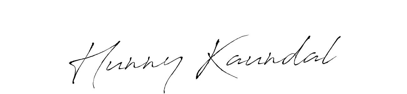 Make a beautiful signature design for name Hunny Kaundal. With this signature (Antro_Vectra) style, you can create a handwritten signature for free. Hunny Kaundal signature style 6 images and pictures png