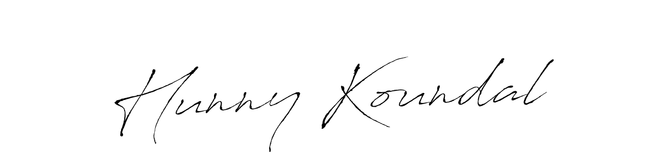 Create a beautiful signature design for name Hunny Koundal. With this signature (Antro_Vectra) fonts, you can make a handwritten signature for free. Hunny Koundal signature style 6 images and pictures png