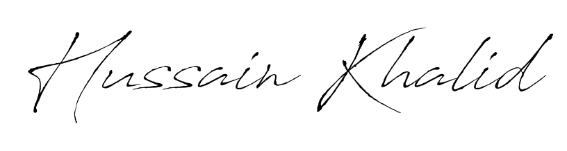 Express your personality with a custom Hussain Khalid signature crafted with Antro_Vectra typography. Free transparent PNG download available. Hussain Khalid signature style 6 images and pictures png