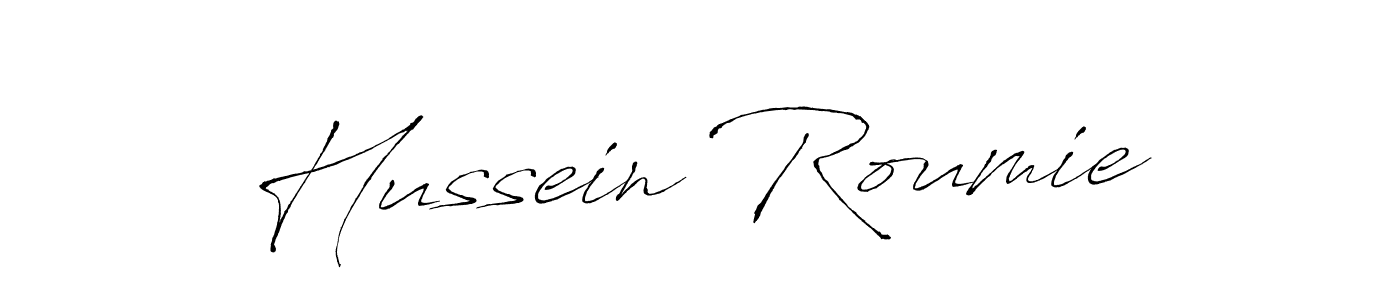 It looks lik you need a new signature style for name Hussein Roumie. Design unique handwritten (Antro_Vectra) signature with our free signature maker in just a few clicks. Hussein Roumie signature style 6 images and pictures png