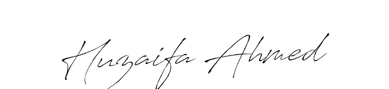 How to make Huzaifa Ahmed name signature. Use Antro_Vectra style for creating short signs online. This is the latest handwritten sign. Huzaifa Ahmed signature style 6 images and pictures png