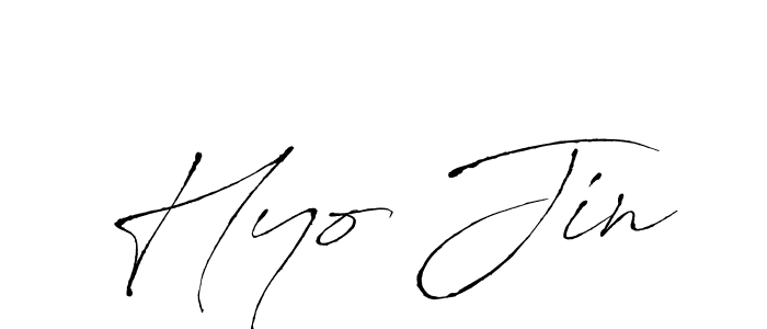 Make a beautiful signature design for name Hyo Jin. With this signature (Antro_Vectra) style, you can create a handwritten signature for free. Hyo Jin signature style 6 images and pictures png