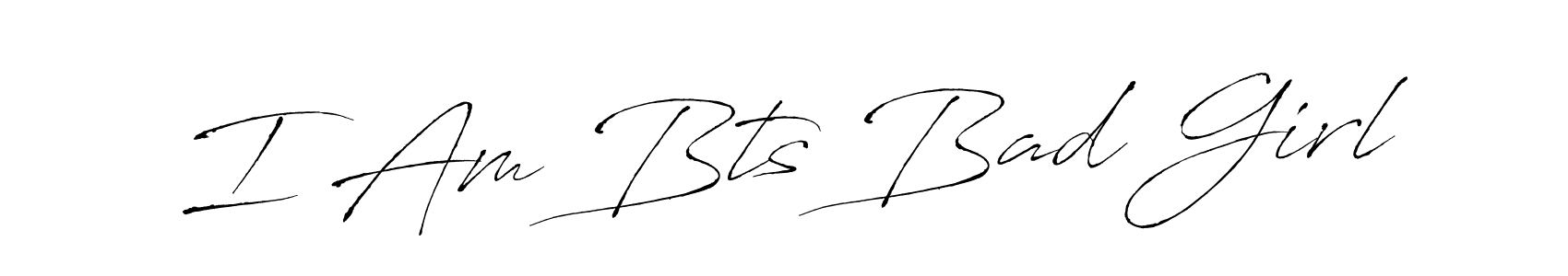 Antro_Vectra is a professional signature style that is perfect for those who want to add a touch of class to their signature. It is also a great choice for those who want to make their signature more unique. Get I Am Bts Bad Girl name to fancy signature for free. I Am Bts Bad Girl signature style 6 images and pictures png
