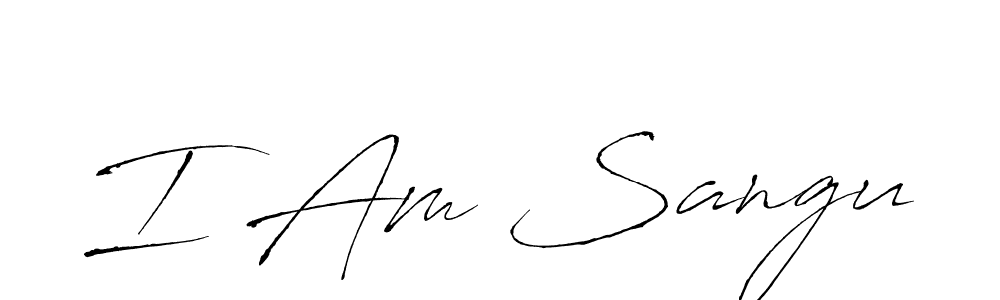 Make a beautiful signature design for name I Am Sangu. With this signature (Antro_Vectra) style, you can create a handwritten signature for free. I Am Sangu signature style 6 images and pictures png