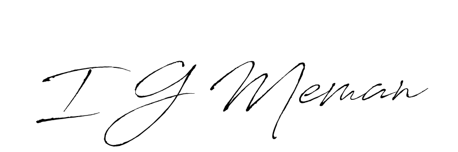 Create a beautiful signature design for name I G Meman. With this signature (Antro_Vectra) fonts, you can make a handwritten signature for free. I G Meman signature style 6 images and pictures png