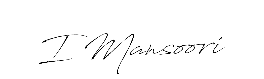 Use a signature maker to create a handwritten signature online. With this signature software, you can design (Antro_Vectra) your own signature for name I Mansoori. I Mansoori signature style 6 images and pictures png