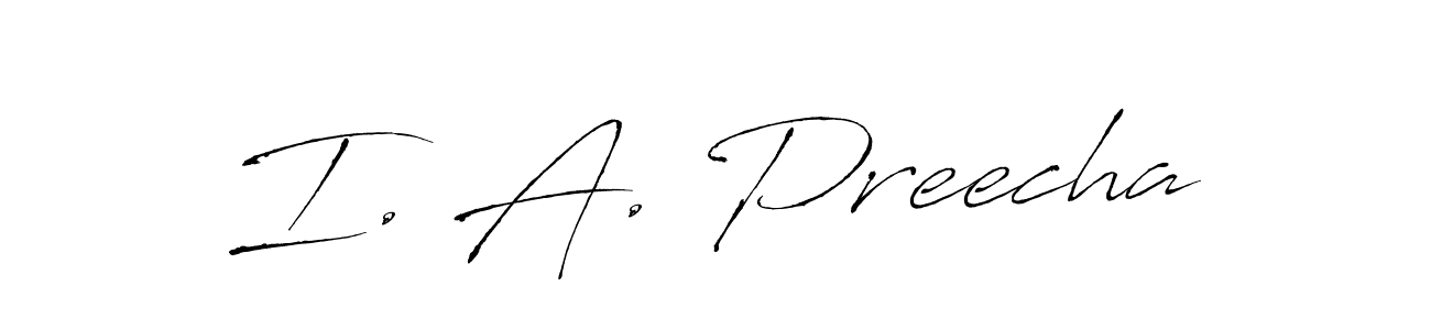 How to make I. A. Preecha name signature. Use Antro_Vectra style for creating short signs online. This is the latest handwritten sign. I. A. Preecha signature style 6 images and pictures png