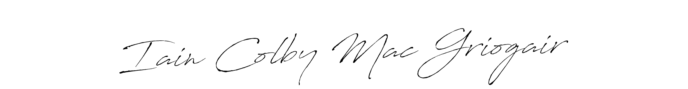 How to make Iain Colby Mac Griogair name signature. Use Antro_Vectra style for creating short signs online. This is the latest handwritten sign. Iain Colby Mac Griogair signature style 6 images and pictures png