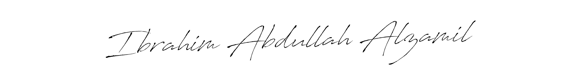 How to make Ibrahim Abdullah Alzamil name signature. Use Antro_Vectra style for creating short signs online. This is the latest handwritten sign. Ibrahim Abdullah Alzamil signature style 6 images and pictures png