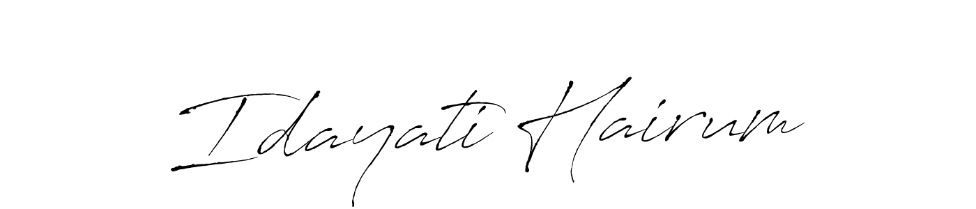 The best way (Antro_Vectra) to make a short signature is to pick only two or three words in your name. The name Idayati Hairum include a total of six letters. For converting this name. Idayati Hairum signature style 6 images and pictures png