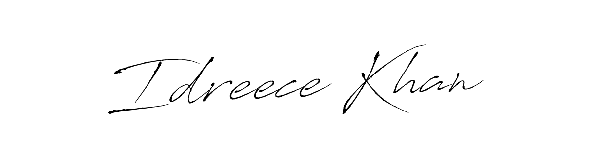 Make a beautiful signature design for name Idreece Khan. With this signature (Antro_Vectra) style, you can create a handwritten signature for free. Idreece Khan signature style 6 images and pictures png