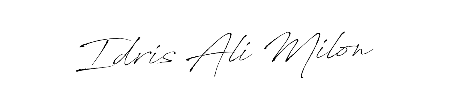 Create a beautiful signature design for name Idris Ali Milon. With this signature (Antro_Vectra) fonts, you can make a handwritten signature for free. Idris Ali Milon signature style 6 images and pictures png