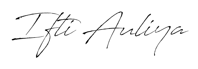 The Antro_Vectra typeface gives name Ifti Auliya a refined look. Suitable for certificates, diplomas, and official verification. Ifti Auliya signature style 6 images and pictures png