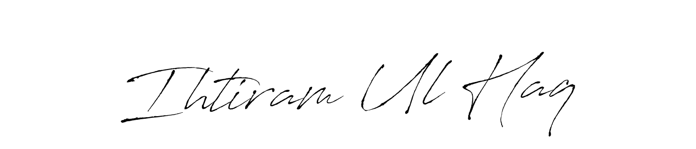 Antro_Vectra is a professional signature style that is perfect for those who want to add a touch of class to their signature. It is also a great choice for those who want to make their signature more unique. Get Ihtiram Ul Haq name to fancy signature for free. Ihtiram Ul Haq signature style 6 images and pictures png