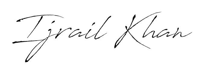 Personalize your online presence with Ijrail Khan signature rendered in elegant Antro_Vectra font. Great for website footers and blogs. Ijrail Khan signature style 6 images and pictures png