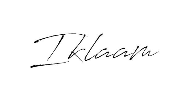 Make a beautiful signature design for name Iklaam. With this signature (Antro_Vectra) style, you can create a handwritten signature for free. Iklaam signature style 6 images and pictures png