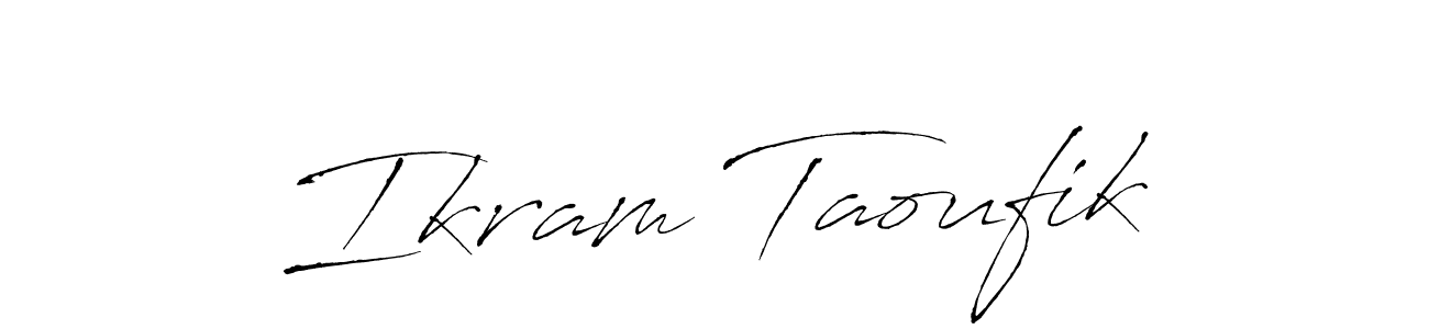 This is the best signature style for the Ikram Taoufik name. Also you like these signature font (Antro_Vectra). Mix name signature. Ikram Taoufik signature style 6 images and pictures png