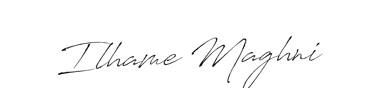 Design your own signature with our free online signature maker. With this signature software, you can create a handwritten (Antro_Vectra) signature for name Ilhame Maghni. Ilhame Maghni signature style 6 images and pictures png