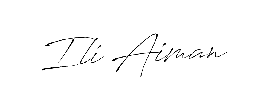 Also You can easily find your signature by using the search form. We will create Ili Aiman name handwritten signature images for you free of cost using Antro_Vectra sign style. Ili Aiman signature style 6 images and pictures png