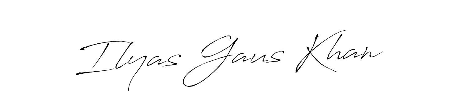 Make a beautiful signature design for name Ilyas Gaus Khan. With this signature (Antro_Vectra) style, you can create a handwritten signature for free. Ilyas Gaus Khan signature style 6 images and pictures png