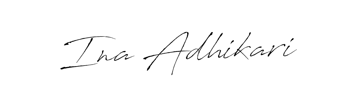 This is the best signature style for the Ina Adhikari name. Also you like these signature font (Antro_Vectra). Mix name signature. Ina Adhikari signature style 6 images and pictures png