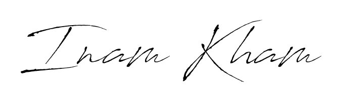 You should practise on your own different ways (Antro_Vectra) to write your name (Inam Kham) in signature. Don't let someone else do it for you. Inam Kham signature style 6 images and pictures png