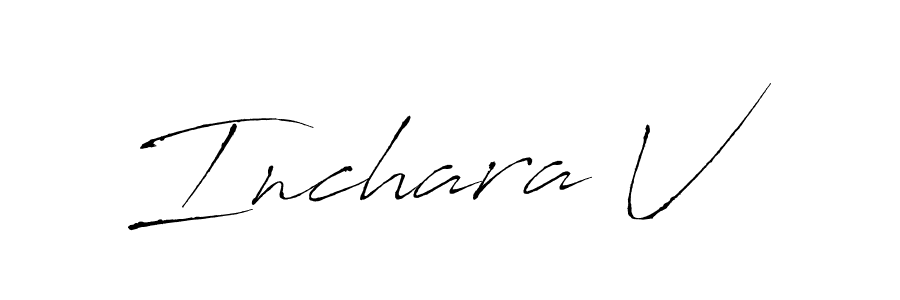 How to make Inchara V name signature. Use Antro_Vectra style for creating short signs online. This is the latest handwritten sign. Inchara V signature style 6 images and pictures png