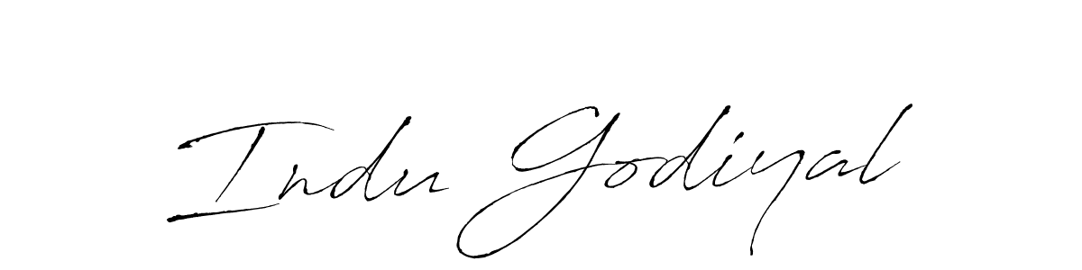 Create a beautiful signature design for name Indu Godiyal. With this signature (Antro_Vectra) fonts, you can make a handwritten signature for free. Indu Godiyal signature style 6 images and pictures png