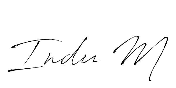 How to make Indu M name signature. Use Antro_Vectra style for creating short signs online. This is the latest handwritten sign. Indu M signature style 6 images and pictures png