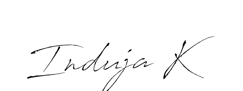 Create a beautiful signature design for name Induja K. With this signature (Antro_Vectra) fonts, you can make a handwritten signature for free. Induja K signature style 6 images and pictures png