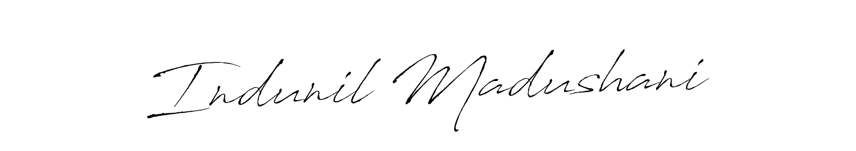 Design your own signature with our free online signature maker. With this signature software, you can create a handwritten (Antro_Vectra) signature for name Indunil Madushani. Indunil Madushani signature style 6 images and pictures png