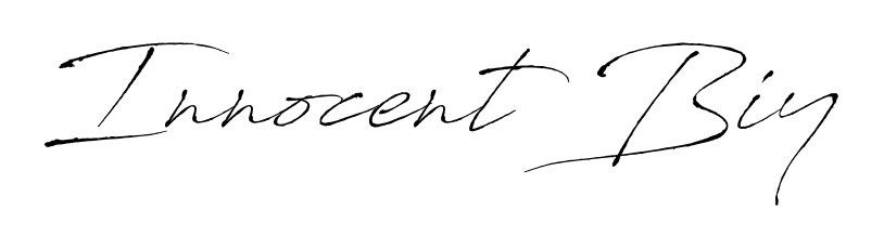 A modern signature idea for name Innocent Biy using Antro_Vectra font. Clean strokes and elegant curves make it stand out instantly. Innocent Biy signature style 6 images and pictures png