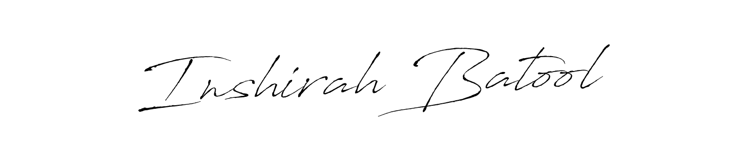 The best way (Antro_Vectra) to make a short signature is to pick only two or three words in your name. The name Inshirah Batool include a total of six letters. For converting this name. Inshirah Batool signature style 6 images and pictures png