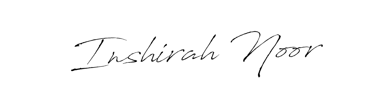 How to make Inshirah Noor name signature. Use Antro_Vectra style for creating short signs online. This is the latest handwritten sign. Inshirah Noor signature style 6 images and pictures png
