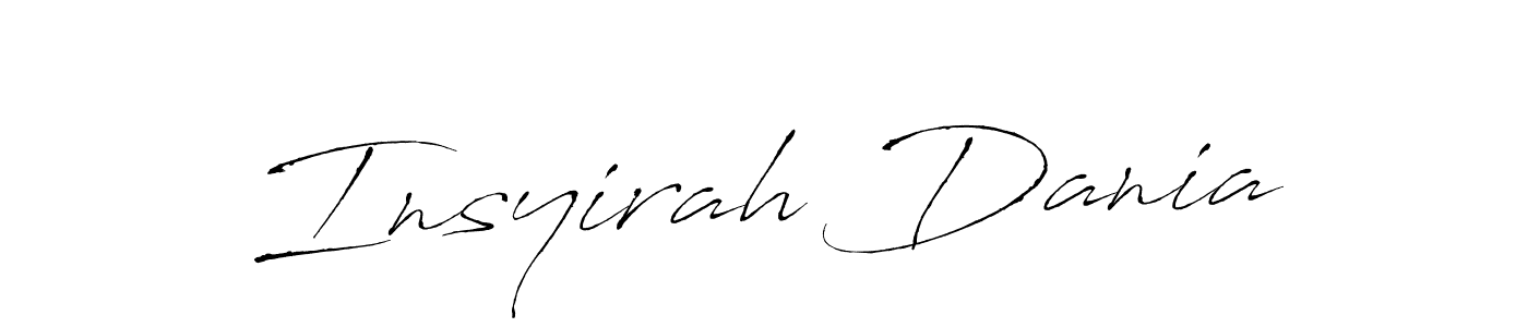 Create a beautiful signature design for name Insyirah Dania. With this signature (Antro_Vectra) fonts, you can make a handwritten signature for free. Insyirah Dania signature style 6 images and pictures png